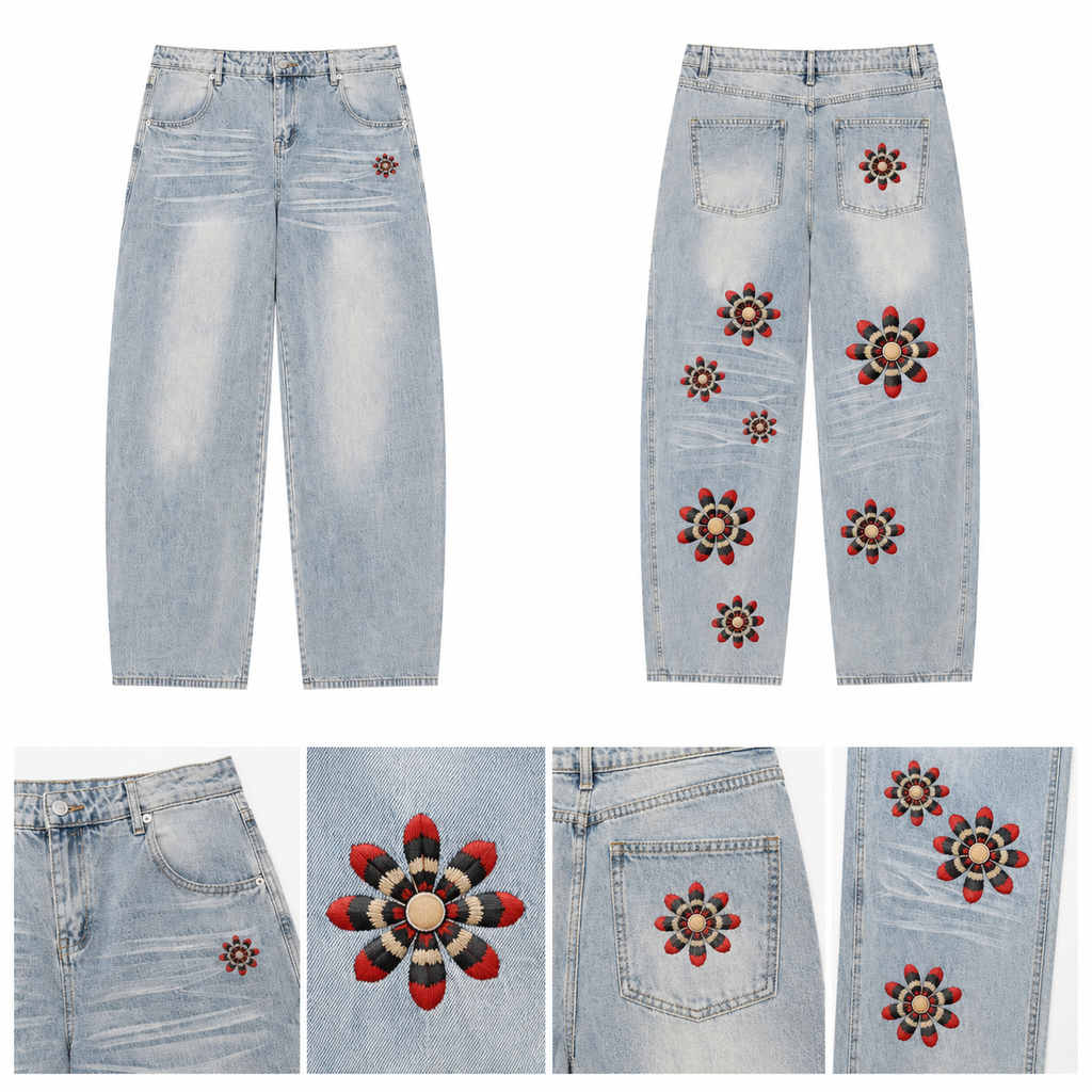 Flowers Snake Jeans