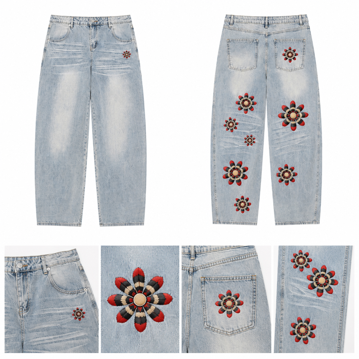 Flowers Snake Jeans